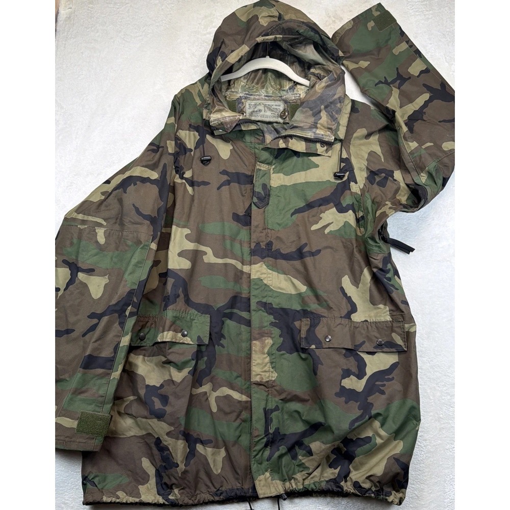 USGI ORC Industries Woodland Camo Improved Rainsuit Parka Medium 2005 Military